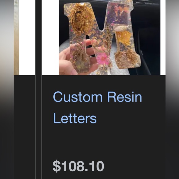 Custom Resin Letter “H” with Real Flowers and Gold Flakes - Picture 2 of 7